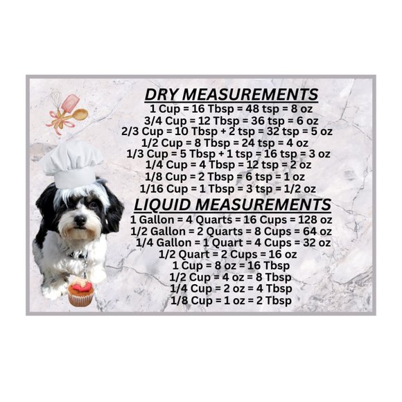Shih Tzu Dog Measuring Chart Magnet Kitchen Baking Guide - Picture 1 of 1